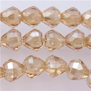 Chinese Crystal Glass Beads, faceted teardrop, champagne, approx 7-9mm, 60pcs per st [GS1595]