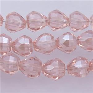 Chinese Crystal Glass Beads, faceted teardrop, pink, approx 7-9mm, 60pcs per st [GS1596]