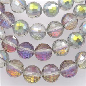 Chinese Crystal Glass Beads, faceted round, green purple, approx 12mm, 50pcs per st [GS1597-12MM]