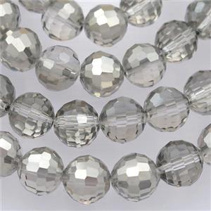Chinese Crystal Glass Beads, faceted round, half silver, approx 12mm, 50pcs per st [GS1602-12MM]