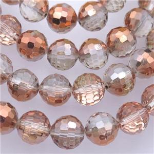 Chinese Crystal Glass Beads, faceted round, half red, approx 10mm, 72pcs per st [GS1603-10MM]