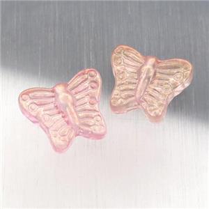 pink crystal glass butterfly beads, approx 13-15mm [GS1611]
