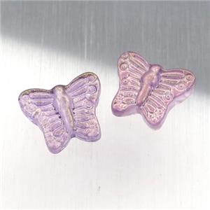 purple crystal glass butterfly beads, approx 13-15mm [GS1613]