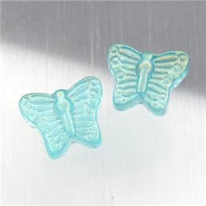 teal crystal glass butterfly beads, approx 13-15mm [GS1614]