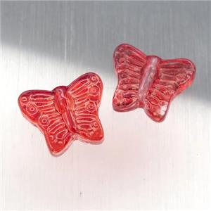 red crystal glass butterfly beads, approx 13-15mm [GS1615]