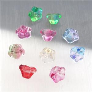 crystal glass flower beads, mixed color, approx 9mm [GS1632]