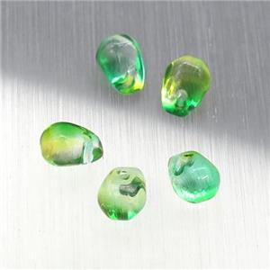 green crystal glass teardrop beads, approx 4.5-6mm [GS1637]