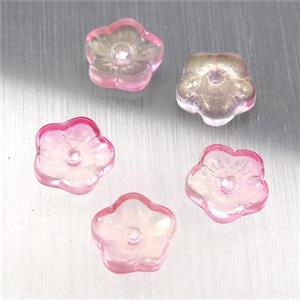 lt.pink crystal glass capbeads, approx 8mm [GS1644]