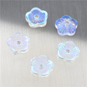 clear crystal glass capbeads, AB-color electroplated, approx 8mm [GS1646]