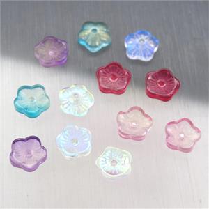 crystal glass capbeads, mixed color, approx 8mm [GS1647]