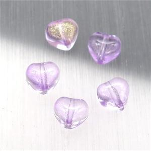 purple crystal glass heart beads, approx 6mm [GS1649]