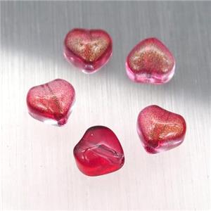 red crystal glass heart beads, approx 6mm [GS1650]