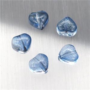 blue crystal glass heart beads, approx 6mm [GS1651]