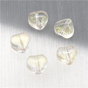 crystal glass heart beads, yellow, approx 6mm [GS1652]