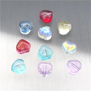 crystal glass heart beads, mixed color, approx 6mm [GS1654]