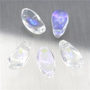 clear crystal glass petal beads, AB-color electroplated, approx 6-12mm [GS1662]