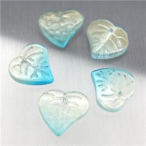 teal crystal glass leaf beads, approx 15mm [GS1665]