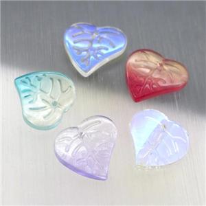 crystal glass leaf beads, mixed color, approx 15mm [GS1668]