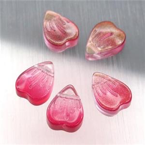 red crystal glass heart beads, approx 9-12mm [GS1672]