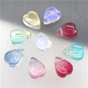 crystal glass heart beads, mixed color, approx 9-12mm [GS1675]