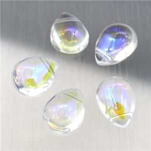 clear crystal glass teardrop beads, AB-color electroplated, approx 10-12mm [GS1686]