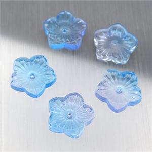 blue crystal glass flower beads, approx 12.5mm [GS1689]