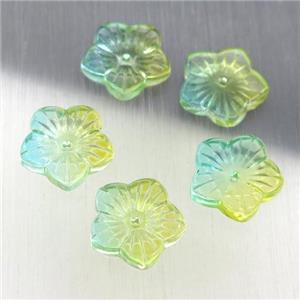 crystal glass flower beads, multicolor, approx 12.5mm [GS1693]