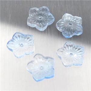 lt.blue crystal glass flower beads, approx 12.5mm [GS1694]