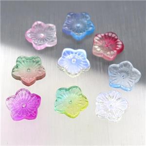 crystal glass flower beads, mixed color, approx 12.5mm [GS1696]