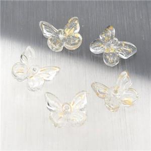 crystal glass butterfly beads, gold, approx 10-11mm [GS1697]