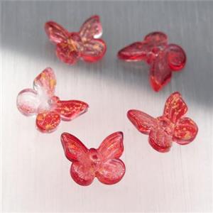 red crystal glass butterfly beads, approx 10-11mm [GS1701]