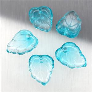 teal crystal glass leaf beads, approx 10-13mm [GS1709]