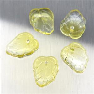 yellow crystal glass leaf beads, approx 10-13mm [GS1710]