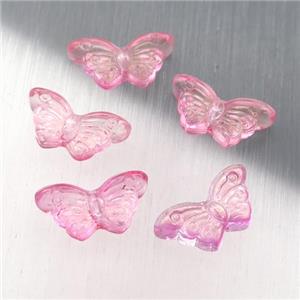pink crystal glass butterfly beads, approx 8-15mm [GS1715]