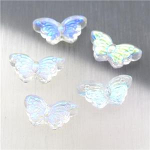 clear crystal glass butterfly beads, AB-color electroplated, approx 8-15mm [GS1717]