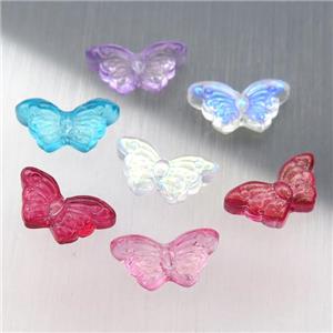 crystal glass butterfly beads, mixed color, approx 8-15mm [GS1718]