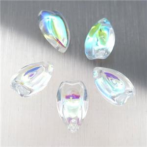clear crystal glass teardrop beads, AB-color electroplated, approx 8-13mm [GS1732]