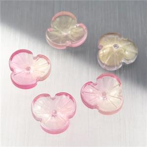 pink crystal glass clover beads, approx 12mm [GS1735]