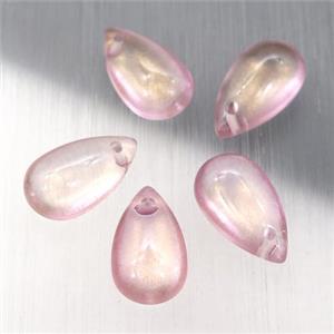 pink crystal glass teardrop beads, approx 8-14mm [GS1741]