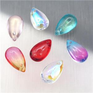 crystal glass teardrop beads, mixed color, approx 8-14mm [GS1747]