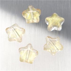 crystal glass star beads, yellow, approx 8mm [GS1748]