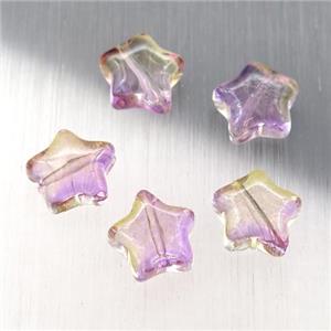 purple crystal glass star beads, approx 8mm [GS1749]