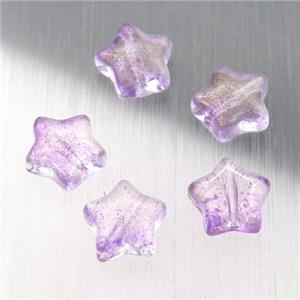 purple crystal glass star beads, approx 8mm [GS1750]