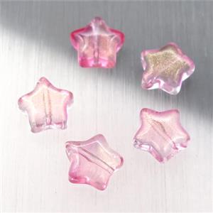 pink crystal glass star beads, approx 8mm [GS1751]