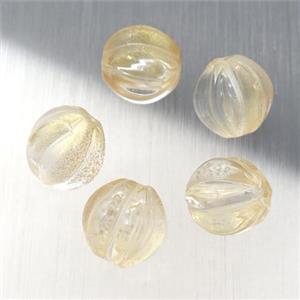 crystal glass melon beads, yellow, approx 10mm dia [GS1757-10MM]