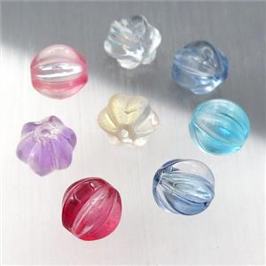 crystal glass melon beads, mixed color, approx 8mm dia [GS1764-8MM]