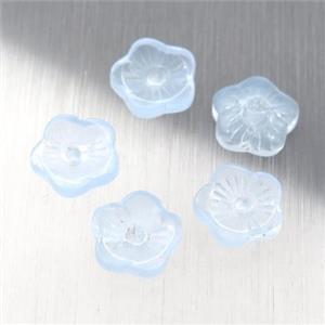 lt.blue jadeite glass flower capbeads, approx 8mm [GS1765]