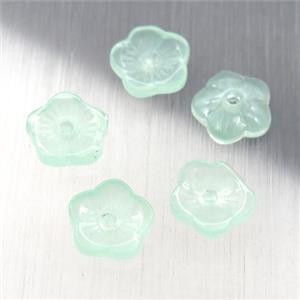 lt.green jadeite glass flower capbeads, approx 8mm [GS1767]