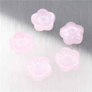 pink jadeite glass flower capbeads, approx 8mm [GS1768]