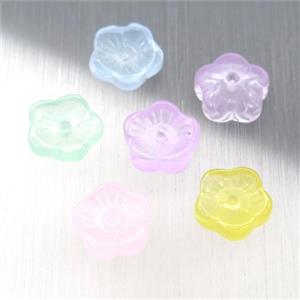 jadeite glass flower capbeads, mixed color, approx 8mm [GS1770]